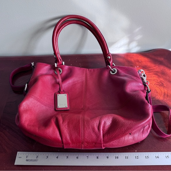 Tignanello Red Pebbled Leather Bag with adjustable strap , GUC - Picture 9 of 9
